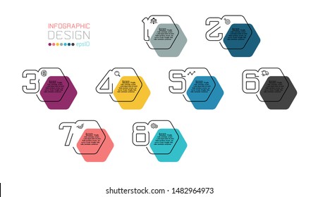 Black line minimal Infographic design on hexagon shape.