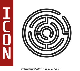 Black line Minotaur maze or labyrinth icon isolated on white background. Ancient Greek mythology.  Vector