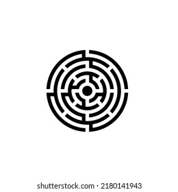 Black line Minotaur maze or labyrinth icon isolated on white background. Ancient Greek mythology. Vector