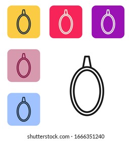 Black line Mirror icon isolated on white background. Set icons in color square buttons. Vector Illustration