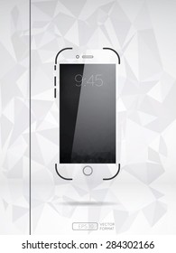 Black line mobile phone with low poly art background