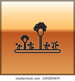 Black line Mold icon isolated on gold background.  Vector Illustration