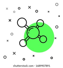 Black line Molecule icon isolated on white background. Structure of molecules in chemistry, science teachers innovative educational poster.  Vector Illustration