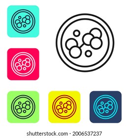 Schwarze Linie Molecule Symbol einzeln auf weißem Hintergrund. Struktur der Moleküle in der Chemie, Lehrer der Wissenschaft innovative Lehrposter. Die Symbole werden in den Tasten für das Farbquadrat eingestellt. Vektorgrafik