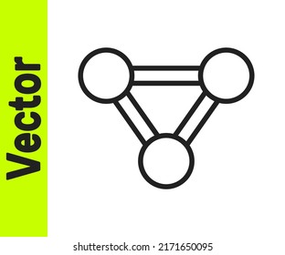 Black line Molecule icon isolated on white background. Structure of molecules in chemistry, science teachers innovative educational poster.  Vector