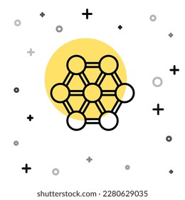 Black line Molecule icon isolated on white background. Structure of molecules in chemistry, science teachers innovative educational poster. Random dynamic shapes. Vector