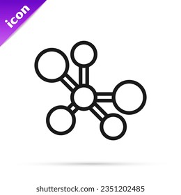 Black line Molecule icon isolated on white background. Structure of molecules in chemistry, science teachers innovative educational poster.  Vector