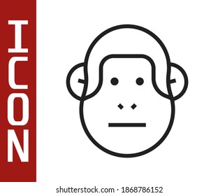 Black line Monkey icon isolated on white background. Animal symbol.  Vector