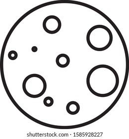 Black line Moon icon isolated on white background.  Vector Illustration