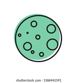 Black line Moon icon isolated on white background.  Vector Illustration