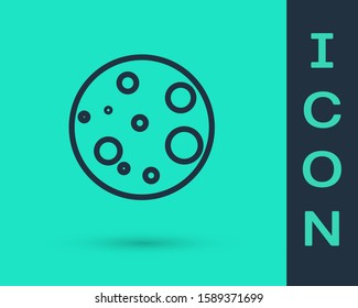 Black line Moon icon isolated on green background.  Vector Illustration