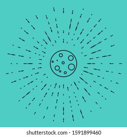 Black line Moon icon isolated on green background. Abstract circle random dots. Vector Illustration