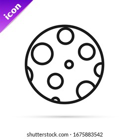Black line Moon icon isolated on white background.  Vector Illustration