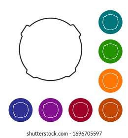 Black line Moon icon isolated on white background. Set icons in color circle buttons. Vector Illustration