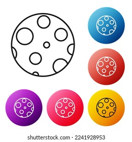 Black line Moon icon isolated on white background. Set icons colorful circle buttons. Vector Illustration