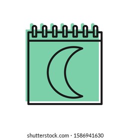 Black line Moon phases calendar icon isolated on white background.  Vector Illustration