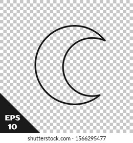 Black line Moon and stars icon isolated on transparent background.  Vector Illustration