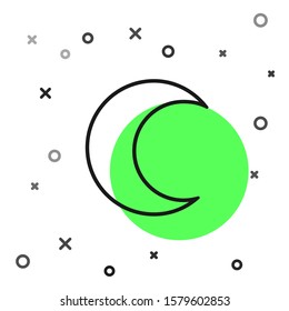 Black line Moon and stars icon isolated on white background.  Vector Illustration