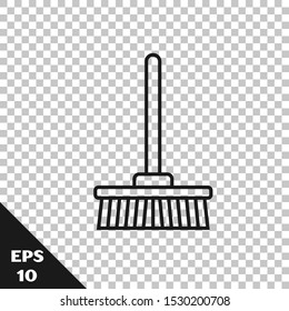 Black line Mop icon isolated on transparent background. Cleaning service concept.  Vector Illustration
