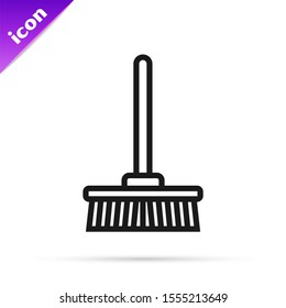 Black line Mop icon isolated on white background. Cleaning service concept.  Vector Illustration