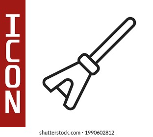 Black line Mop icon isolated on white background. Cleaning service concept.  Vector