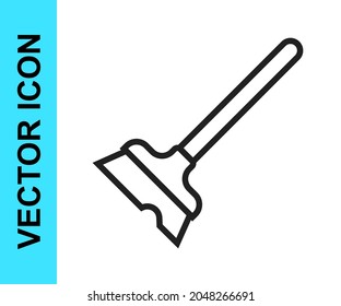 Black line Mop icon isolated on white background. Cleaning service concept.  Vector