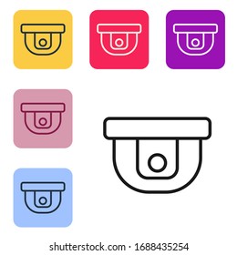 Black line Motion sensor icon isolated on white background. Set icons in color square buttons. Vector Illustration