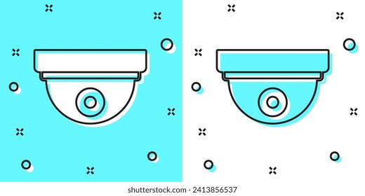 Black line Motion sensor icon isolated on green and white background. Random dynamic shapes. Vector