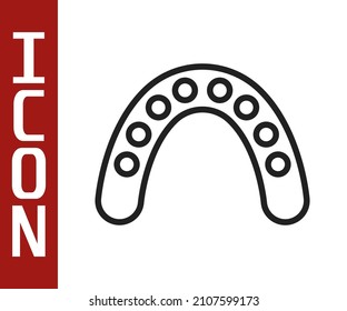 Black line Mouth guard boxer icon isolated on white background.  Vector