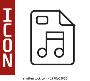 Black line MP3 file document. Download mp3 button icon isolated on white background. Mp3 music format sign. MP3 file symbol.  Vector