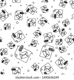 Black line MSG file document. Download msg button icon isolated seamless pattern on white background. MSG file symbol.  Vector Illustration