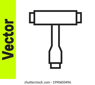 Herramienta T para patinaje portátil multifunción todo en uno de línea negra para patinaje en patineta, longboard, icono de patineta eléctrica aislado en fondo blanco.  Vector