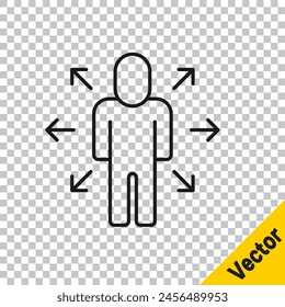 Black line Multitasking manager working icon isolated on transparent background.  Vector