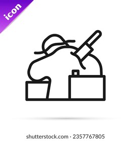 Black line Murder icon isolated on white background. Body, bleeding, corpse, bleeding icon. Concept of crime scene.  Vector