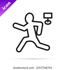 Black line Murder icon isolated on white background. Body, bleeding, corpse, bleeding icon. Concept of crime scene.  Vector