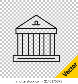 Schwarze Linie Museumssymbol einzeln auf transparentem Hintergrund.  Vektorgrafik