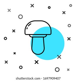 Black line Mushroom icon isolated on white background. Random dynamic shapes. Vector Illustration