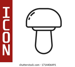 Black line Mushroom icon isolated on white background.  Vector Illustration