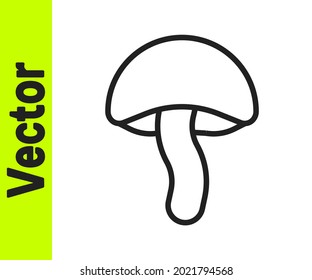 Black line Mushroom icon isolated on white background.  Vector