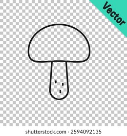 Black line Mushroom icon isolated on transparent background.  Vector