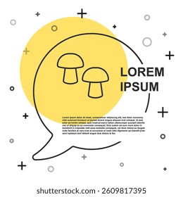Black line Mushroom icon isolated on white background. Random dynamic shapes. Vector