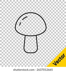 Black line Mushroom icon isolated on transparent background.  Vector