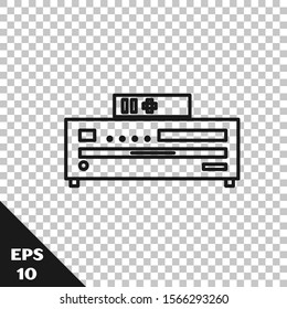 Black line Music CD player icon isolated on transparent background. Portable music device.  Vector Illustration