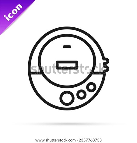 Black line Music CD player icon isolated on white background. Portable music device.  Vector