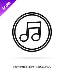 Black line Music note, tone icon isolated on white background.  Vector Illustration