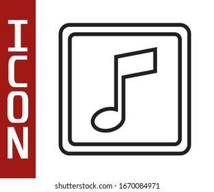 Black line Music note, tone icon isolated on white background.  Vector Illustration