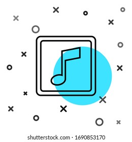 Black line Music note, tone icon isolated on white background. Random dynamic shapes. Vector Illustration