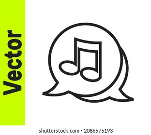 Black line Music Note, Tonsymbol einzeln auf weißem Hintergrund.  Vektorgrafik