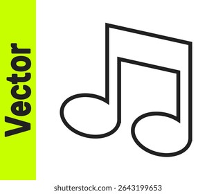 Black line Music note, tone icon isolated on white background.  Vector