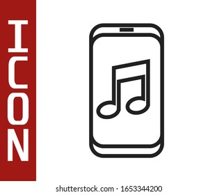 Black line Music player icon isolated on white background. Portable music device.  Vector Illustration